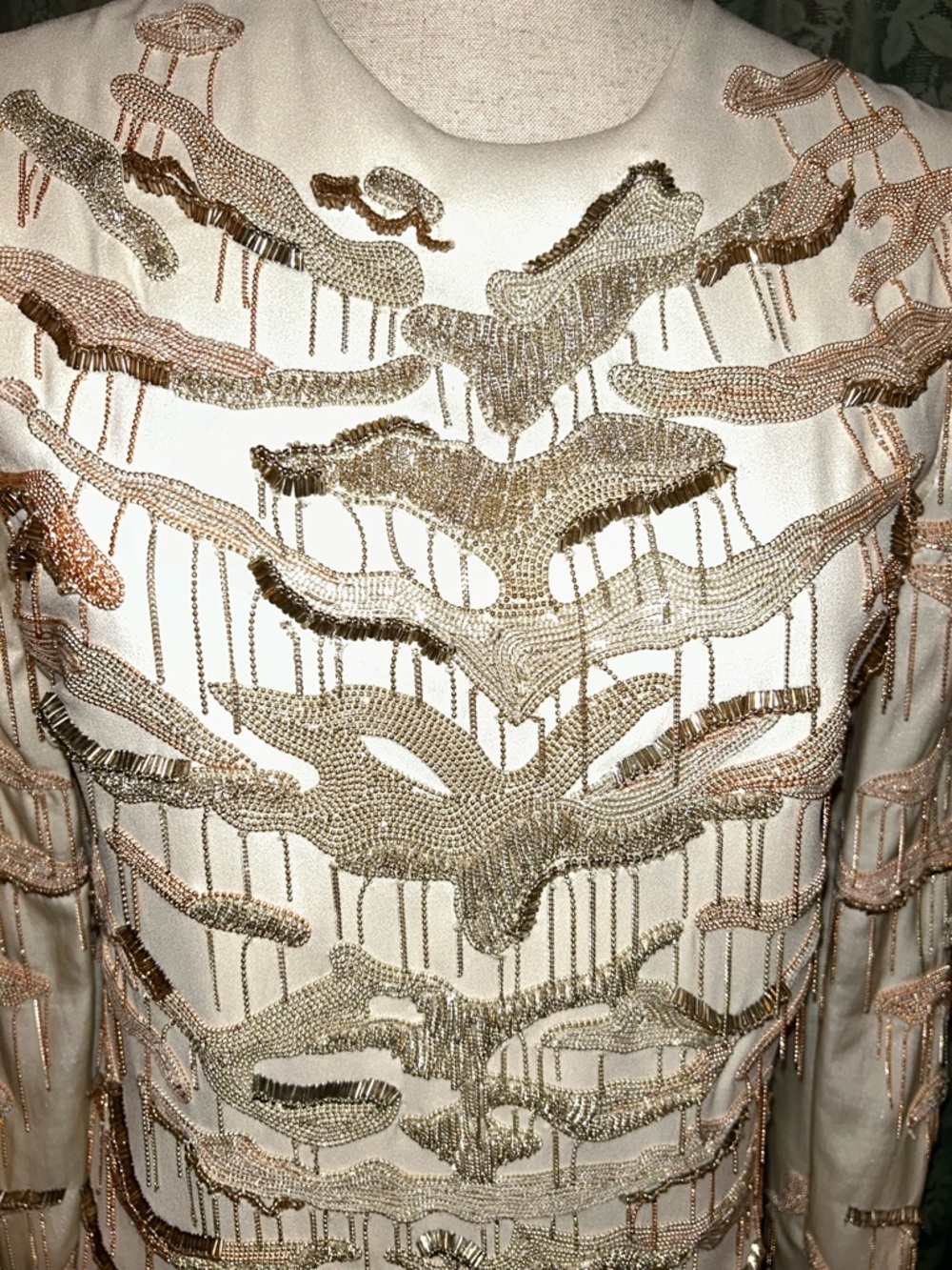 Rare NWT Roberto Cavalli Cream Beaded and Sequin Animal Print Cocktail Dress - Picture 2 of 7